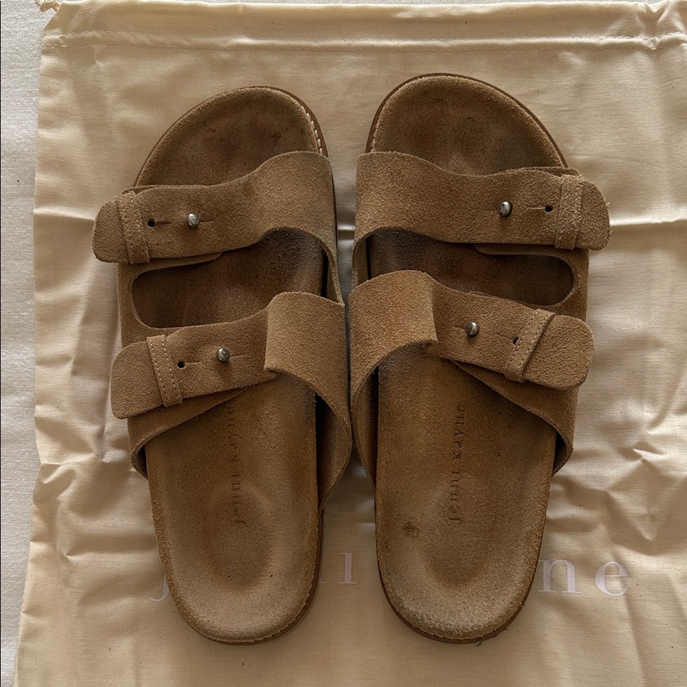 Jenni kayne “Hutton” slide sandal in tan suede, size 40/10